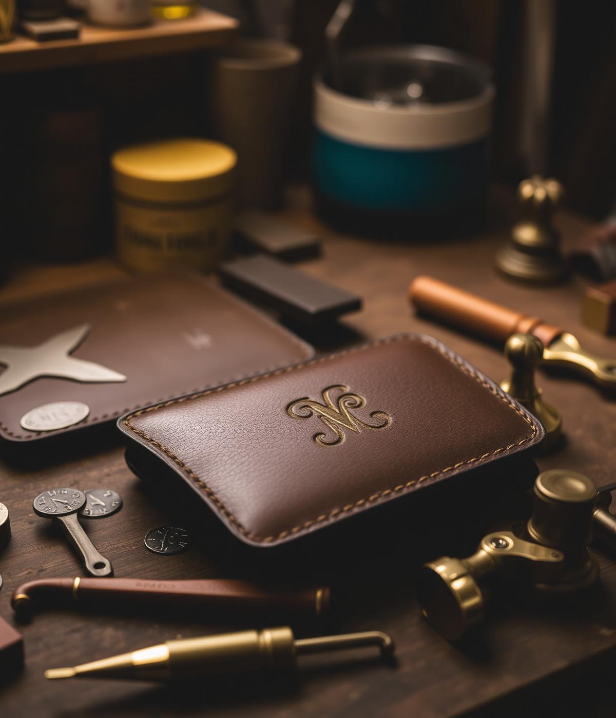 Custom monogrammed leather goods